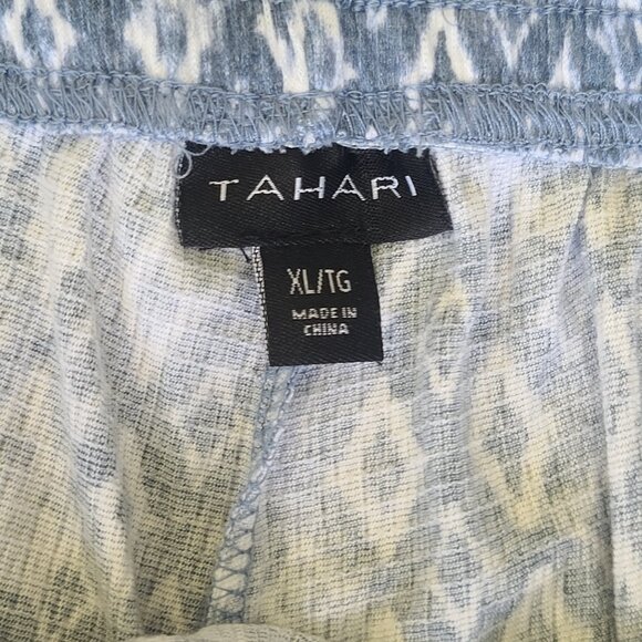 NWT TAHARI 2 Piece Matching Pajama Sleepwear Set XL Blue and White Top and Pants - Picture 8 of 16
